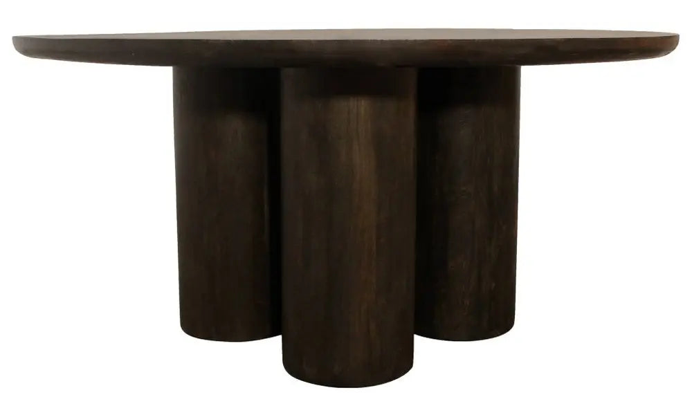 Seven Piece Dark Brown Round Solid Wood Dining Set with Six Chairs - NOVA HOME FURNITURE