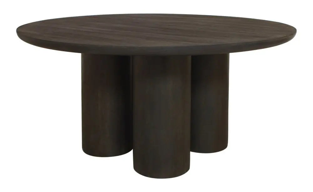 Seven Piece Dark Brown Round Solid Wood Dining Set with Six Chairs - NOVA HOME FURNITURE