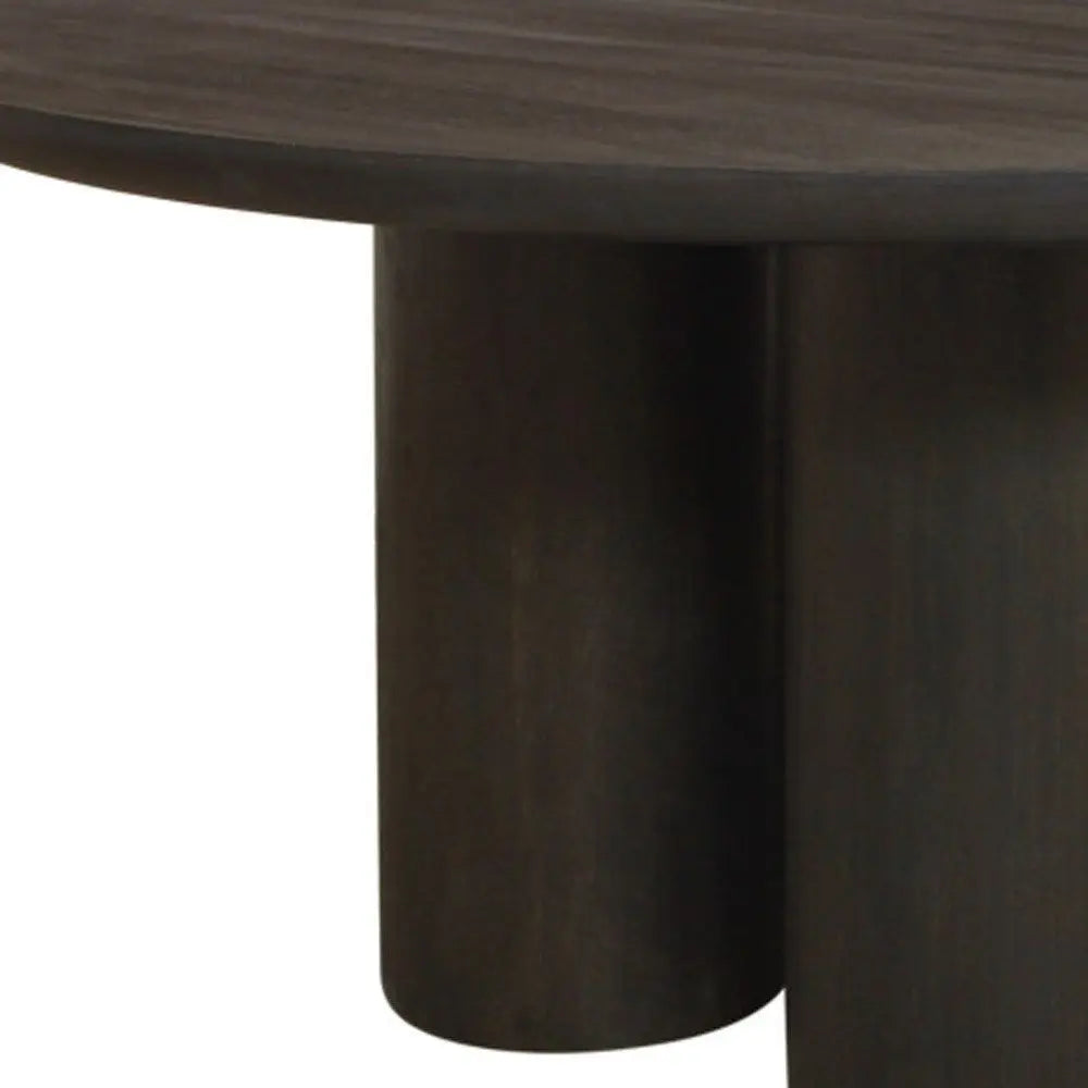 Seven Piece Dark Brown Round Solid Wood Dining Set with Six Chairs - NOVA HOME FURNITURE