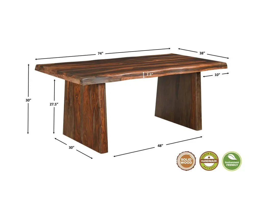 Seven Piece Dark Brown Solid Wood Dining Set with Six Chairs - NOVA HOME FURNITURE