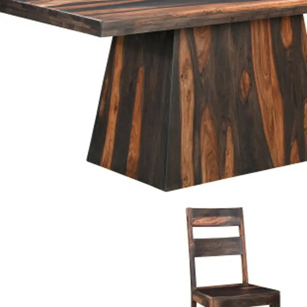 Seven Piece Dark Brown Solid Wood Dining Set with Six Chairs - NOVA HOME FURNITURE