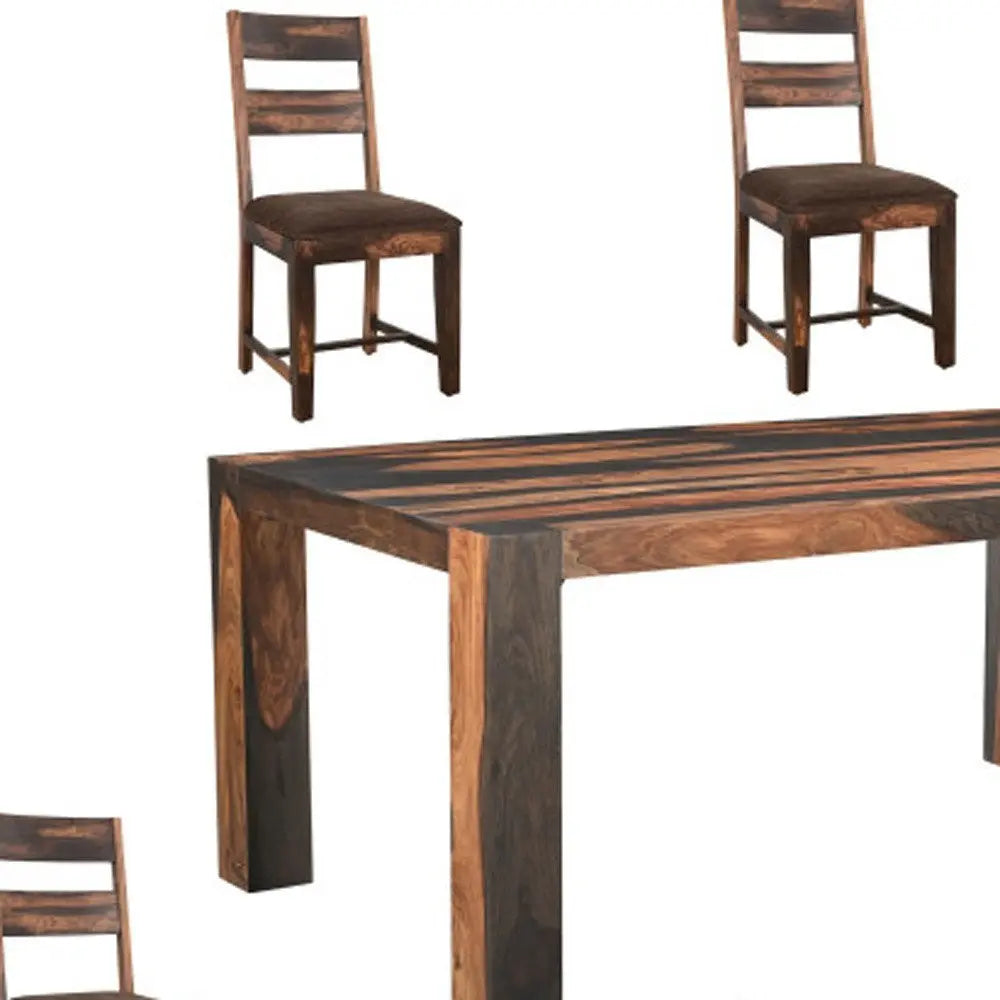 Seven Piece Dark Brown Solid Wood Dining Set with Six Chairs - NOVA HOME FURNITURE