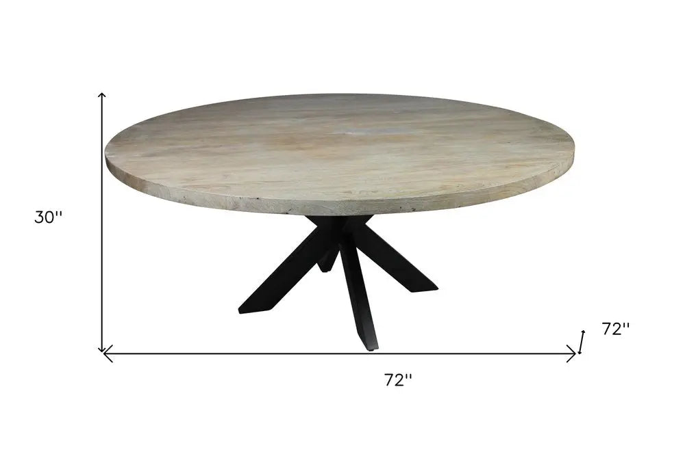 Seven Piece Gray and Black Round Solid Wood Dining Set with Six Chairs - NOVA HOME FURNITURE