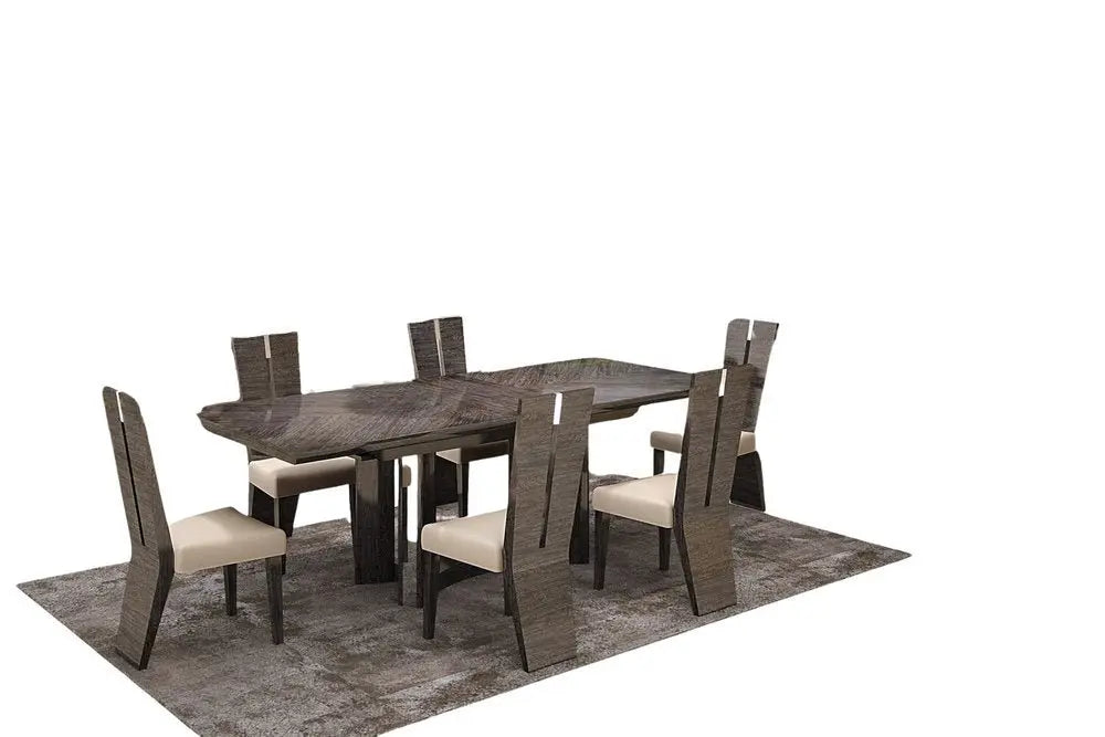 Seven Piece Gray Dining Set with Six Chairs - NOVA HOME FURNITURE