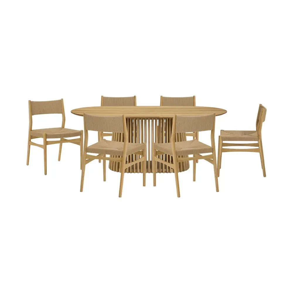Seven Piece Oak Oval Dining Set with Six Chairs - NOVA HOME FURNITURE
