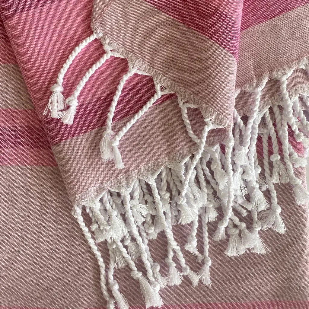 Shades of Pink Striped Design Turkish Beach Blanket - NOBLE HOME INTERIORS
