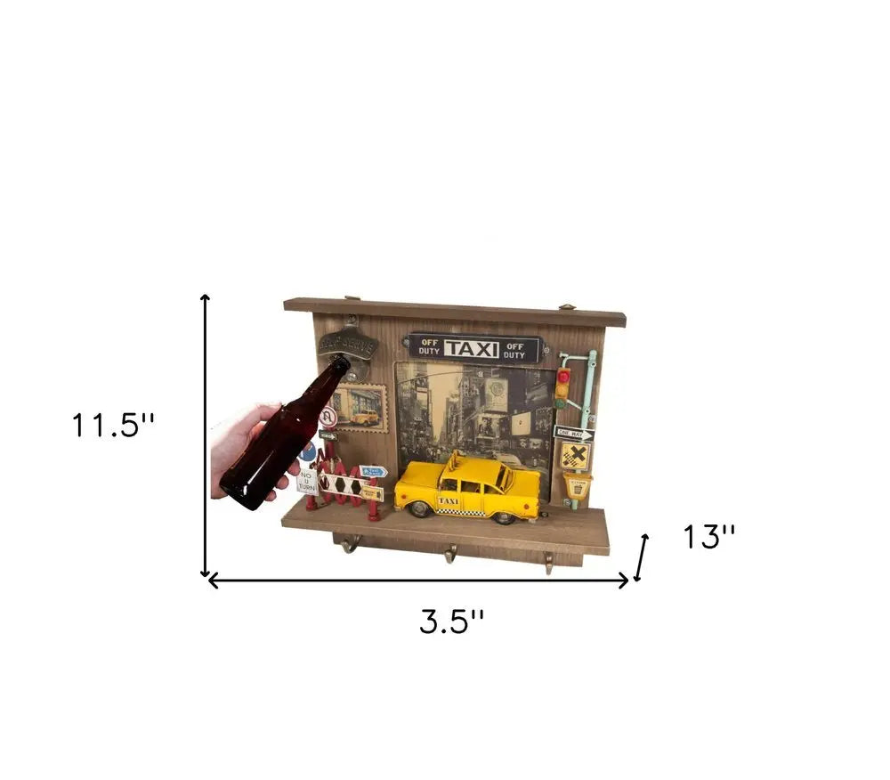 Shadow Box With 3 Metal Keychain Hooks - NOBLE HOME INTERIORS