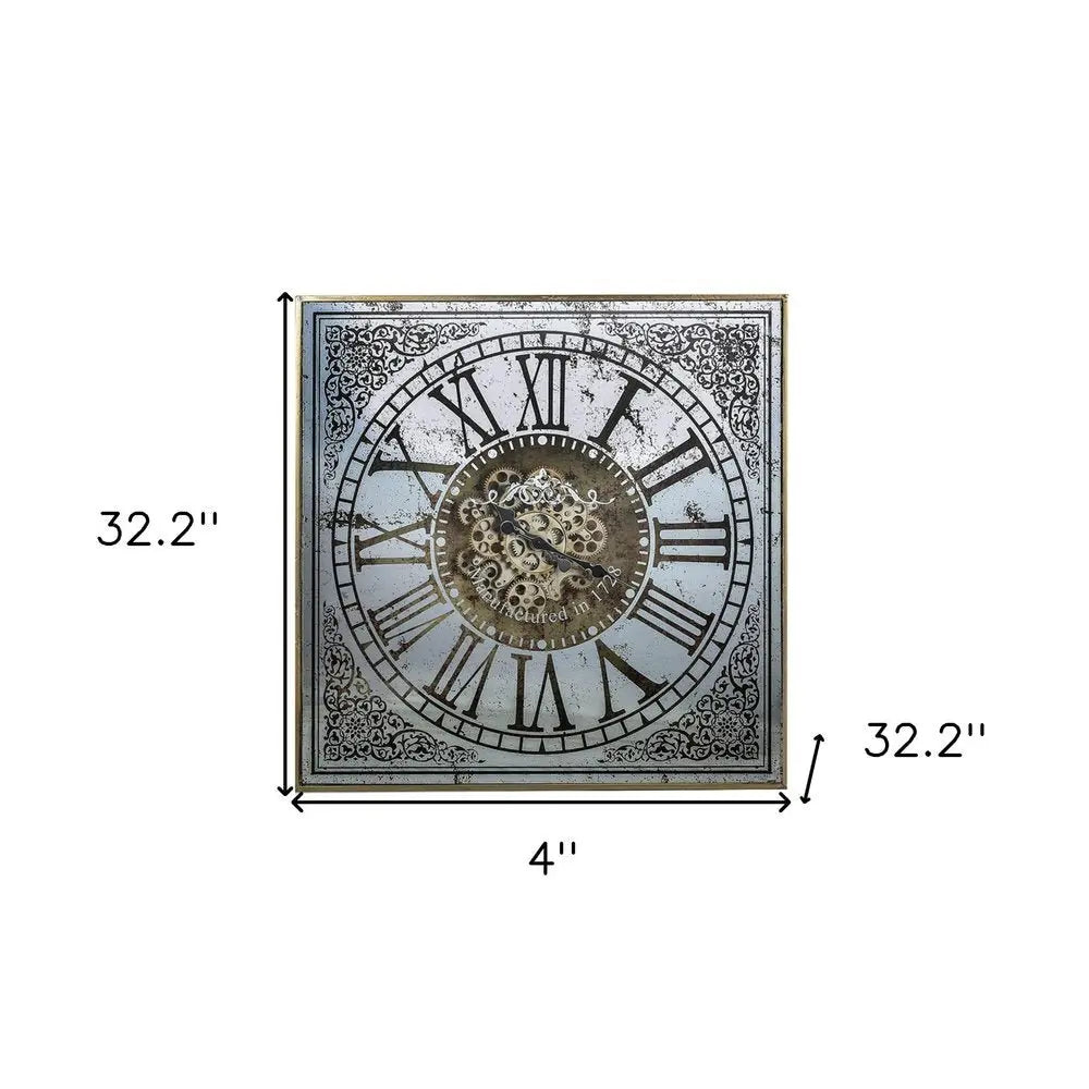 Silver And Gold Antique Style Square Wall Clock - NOBLE HOME INTERIORS