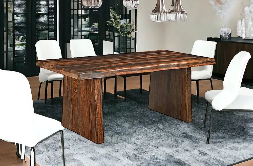 Six Piece Brown Solid Wood Dining Set with Four Chairs - NOBLE HOME INTERIORS