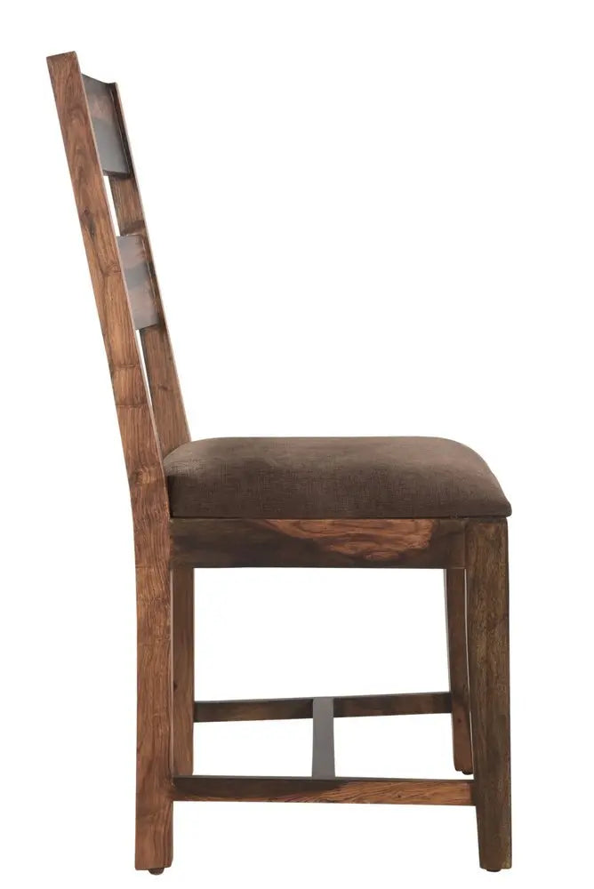 Six Piece Dark Brown and Black Solid Wood Dining Set with Four Chairs - NOVA HOME FURNITURE