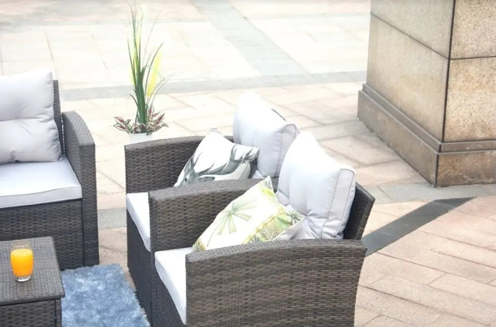 Six Piece Outdoor Brown Metal Sofa Seating Group With Cushions - NOBLE HOME INTERIORS