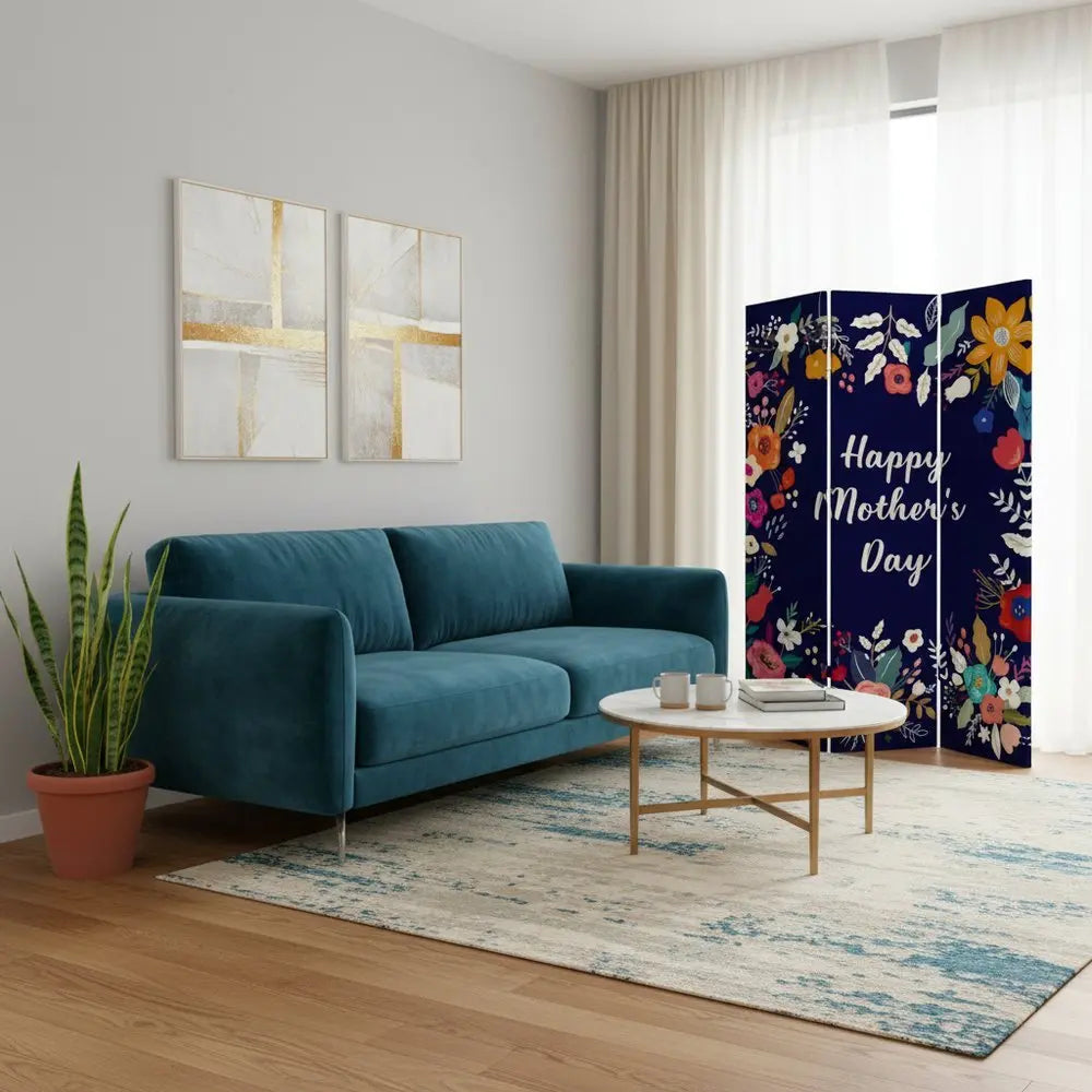 Sweet Floral Mother's Day Three Panel Room Divider Screen - NOBLE HOME INTERIORS