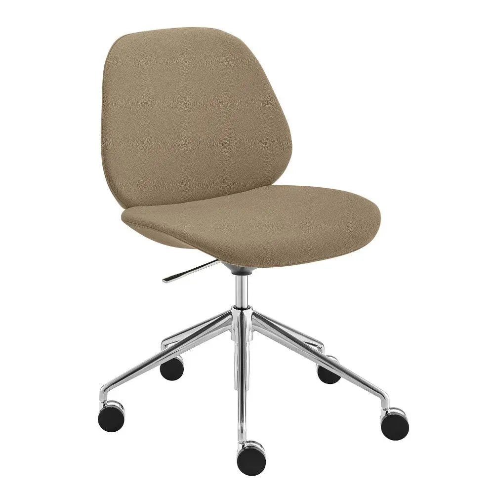 Taupe and Silver Adjustable Height Swivel Rolling Office Chair HomeRoots