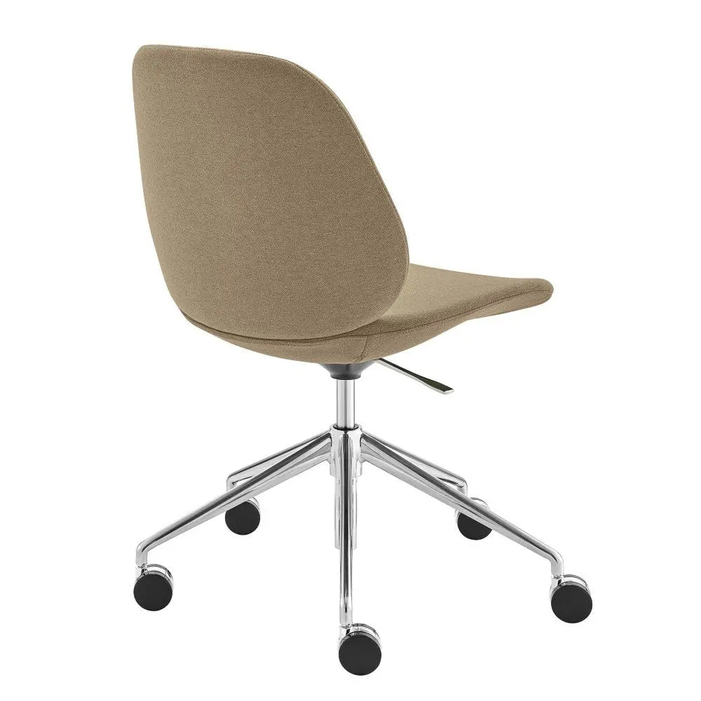 Taupe and Silver Adjustable Height Swivel Rolling Office Chair HomeRoots