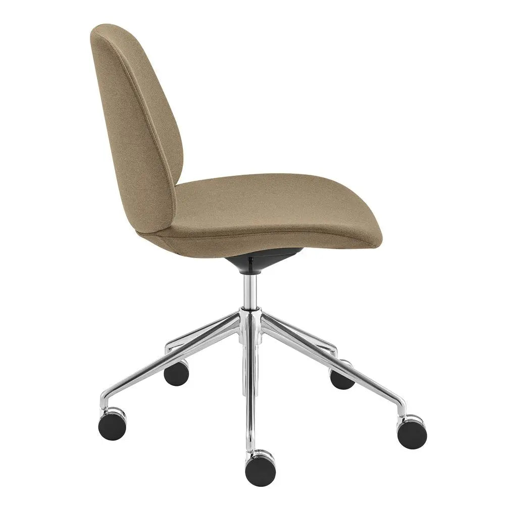 Taupe and Silver Adjustable Height Swivel Rolling Office Chair HomeRoots