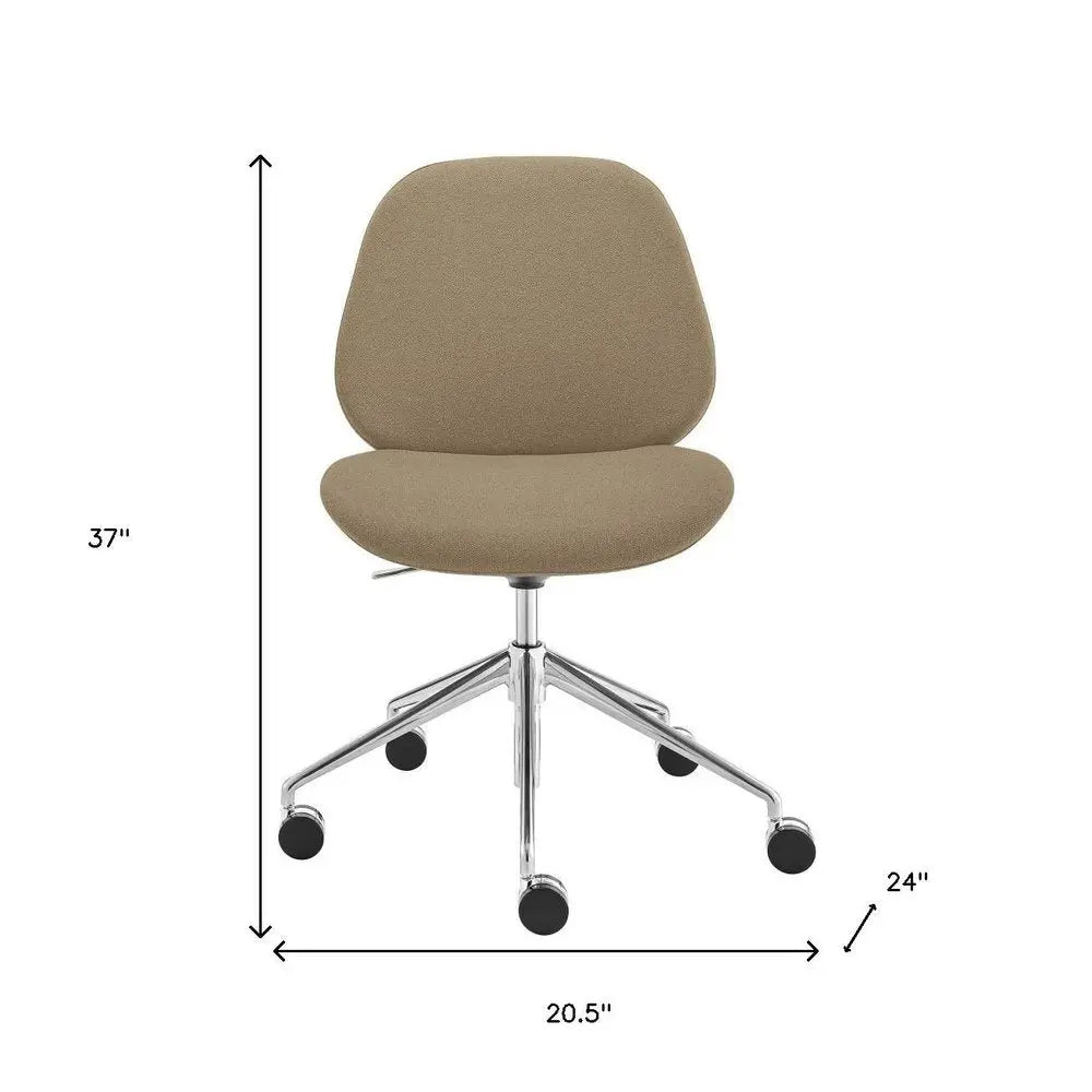 Taupe and Silver Adjustable Height Swivel Rolling Office Chair HomeRoots