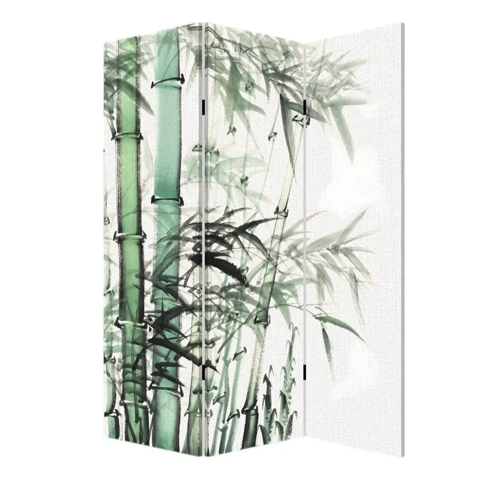 Three Panel Reversible Bamboo Art Room Divider Screen - NOBLE HOME INTERIORS