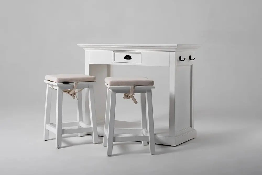 Three Piece White Solid Wood Dining Set with Two Chairs - NOVA HOME FURNITURE