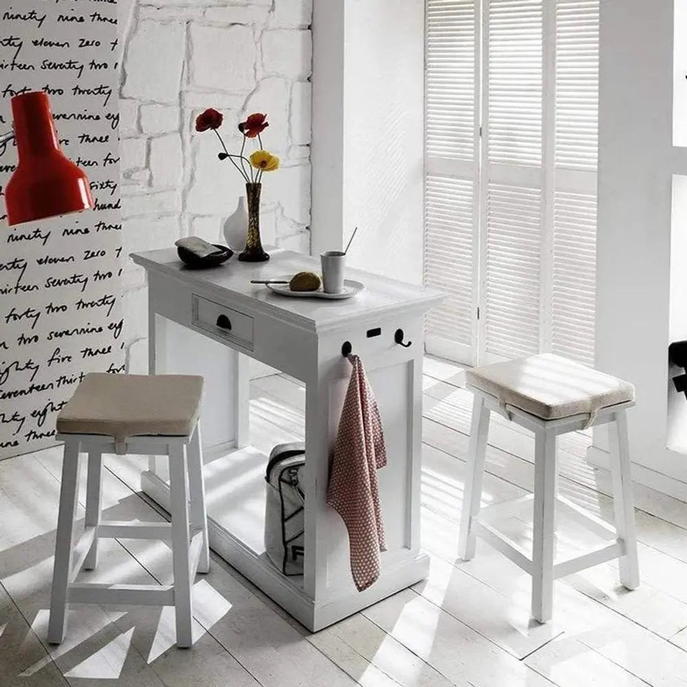 Three Piece White Solid Wood Dining Set with Two Chairs - NOVA HOME FURNITURE