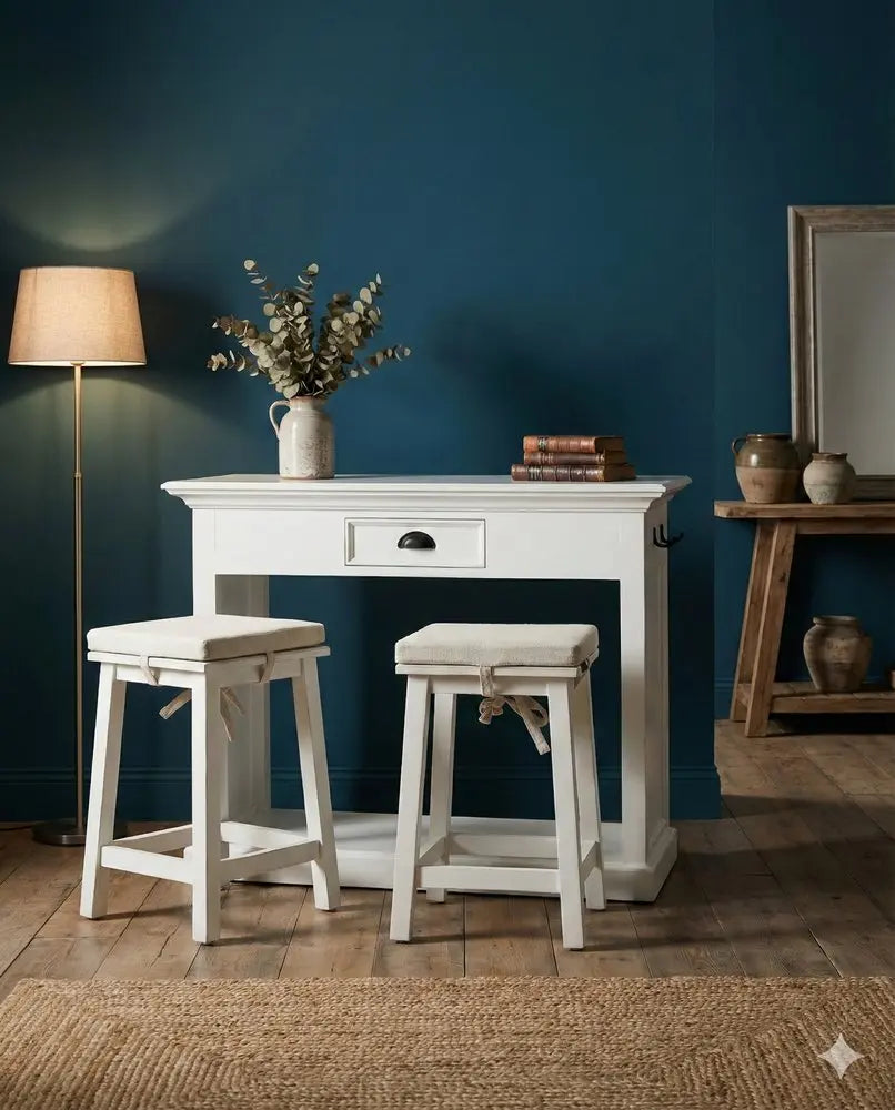 Three Piece White Solid Wood Dining Set with Two Chairs - NOVA HOME FURNITURE