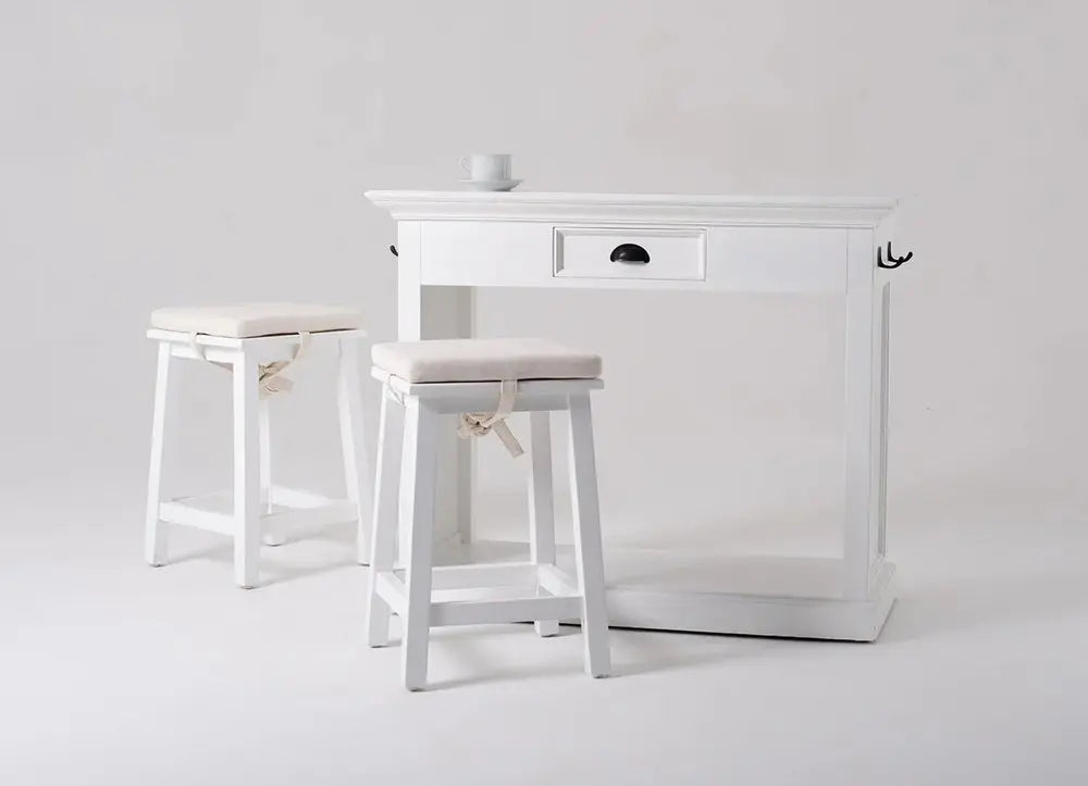 Three Piece White Solid Wood Dining Set with Two Chairs - NOVA HOME FURNITURE