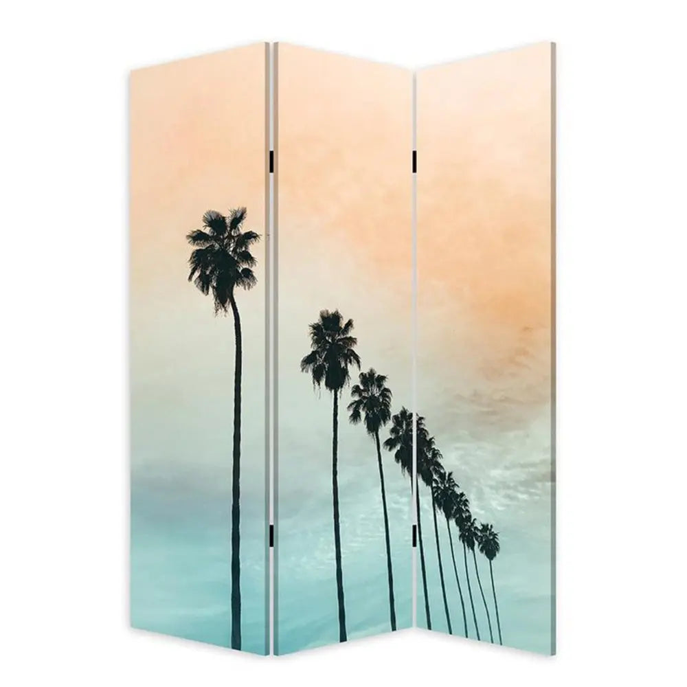 Tropical Palm Trees Room Three Panel Divider Screen - NOBLE HOME INTERIORS