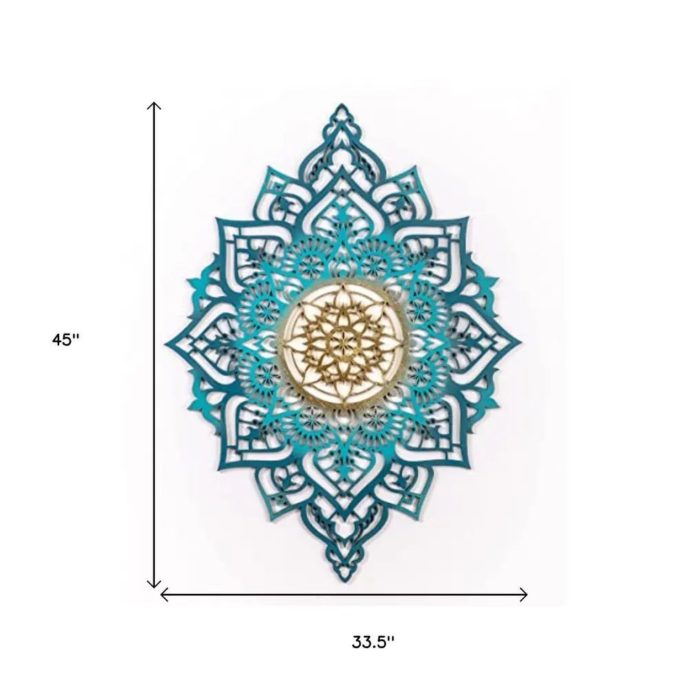 Turquoise And Gold Solid Wood Geometric Shapes Wall Decor - NOBLE HOME INTERIORS