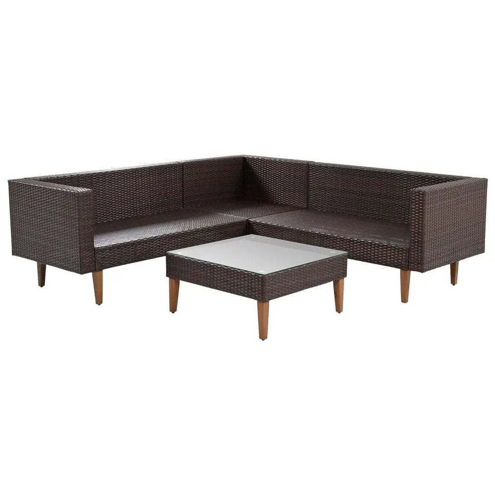 Two Piece Outdoor Beige Wicker Sectional Seating Group with Beige Cushions - NOBLE HOME INTERIORS