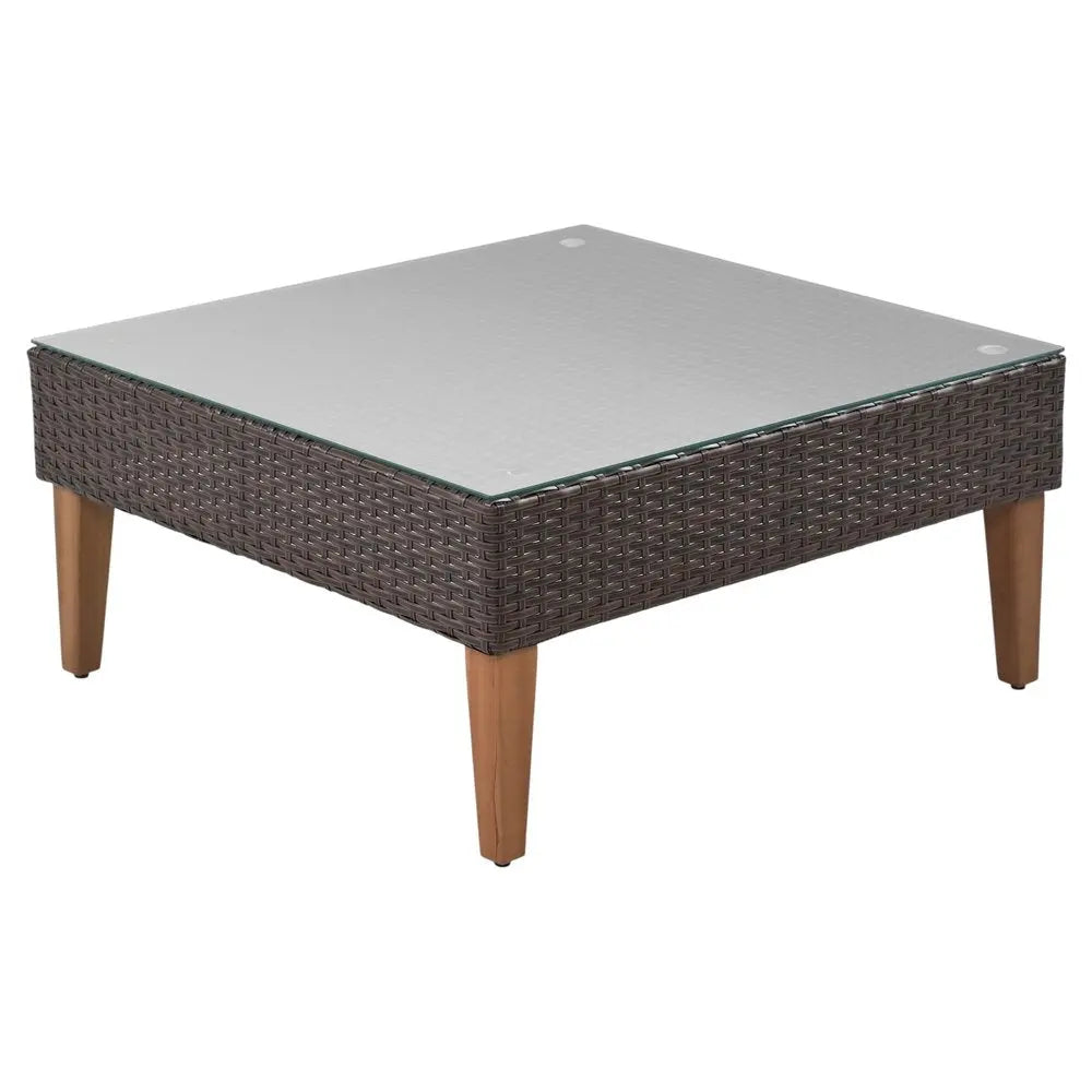 Two Piece Outdoor Beige Wicker Sectional Seating Group with Beige Cushions - NOBLE HOME INTERIORS