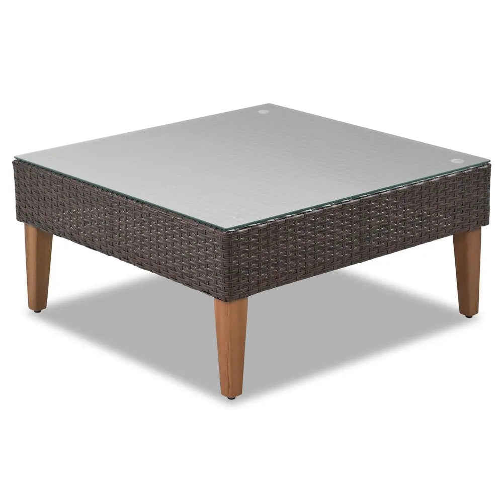 Two Piece Outdoor Beige Wicker Sectional Seating Group with Beige Cushions - NOBLE HOME INTERIORS