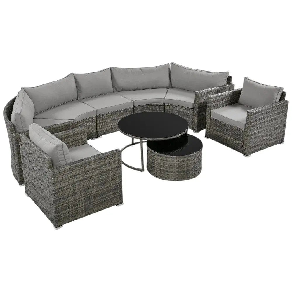 Two Piece Outdoor Gray Wicker Sectional Seating Group with Gray Cushions - NOBLE HOME INTERIORS