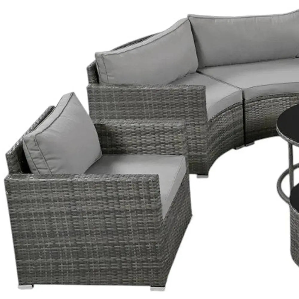 Two Piece Outdoor Gray Wicker Sectional Seating Group with Gray Cushions - NOBLE HOME INTERIORS