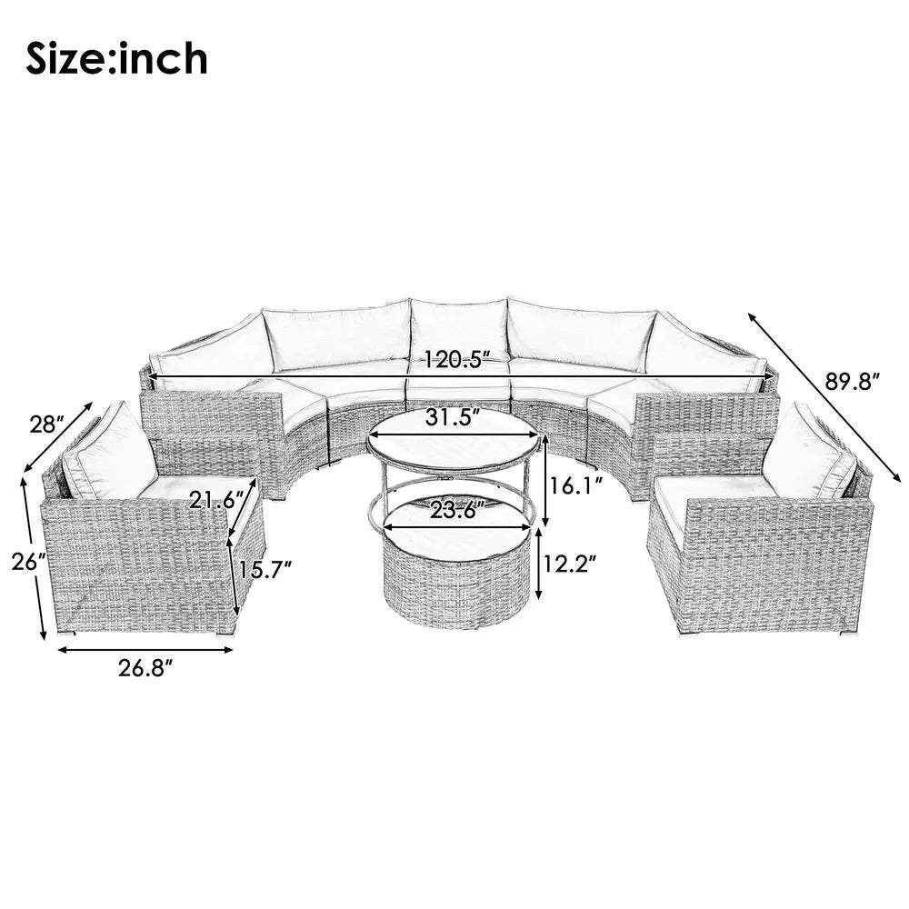 Two Piece Outdoor Gray Wicker Sectional Seating Group with Gray Cushions - NOBLE HOME INTERIORS