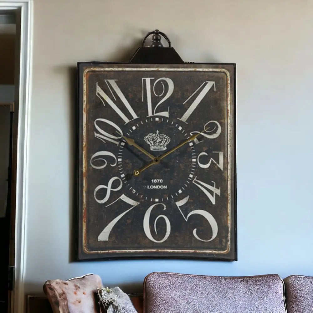 Vintage Style Black and White Iron Wall Clock - NOBLE HOME INTERIORS