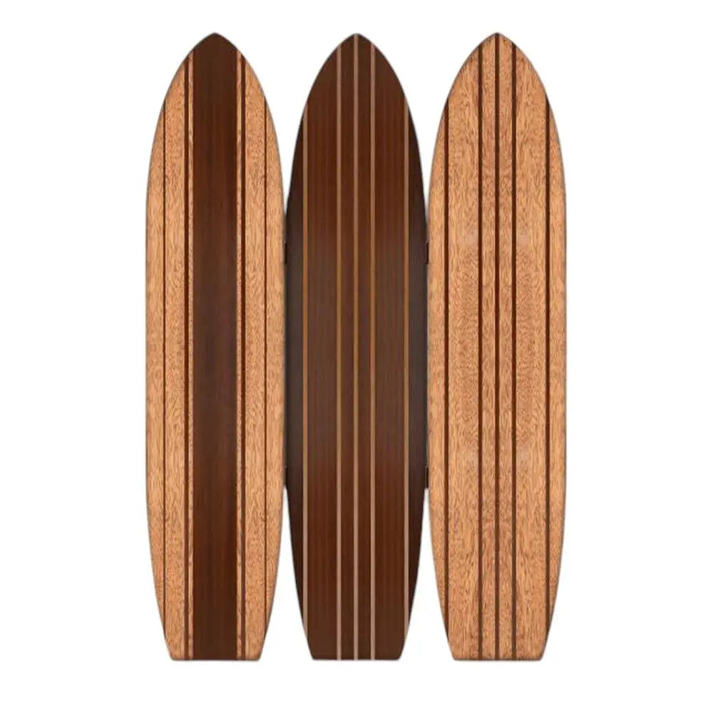 Warm Brown Long Board 3 Panel Room Divider Screen - NOBLE HOME INTERIORS