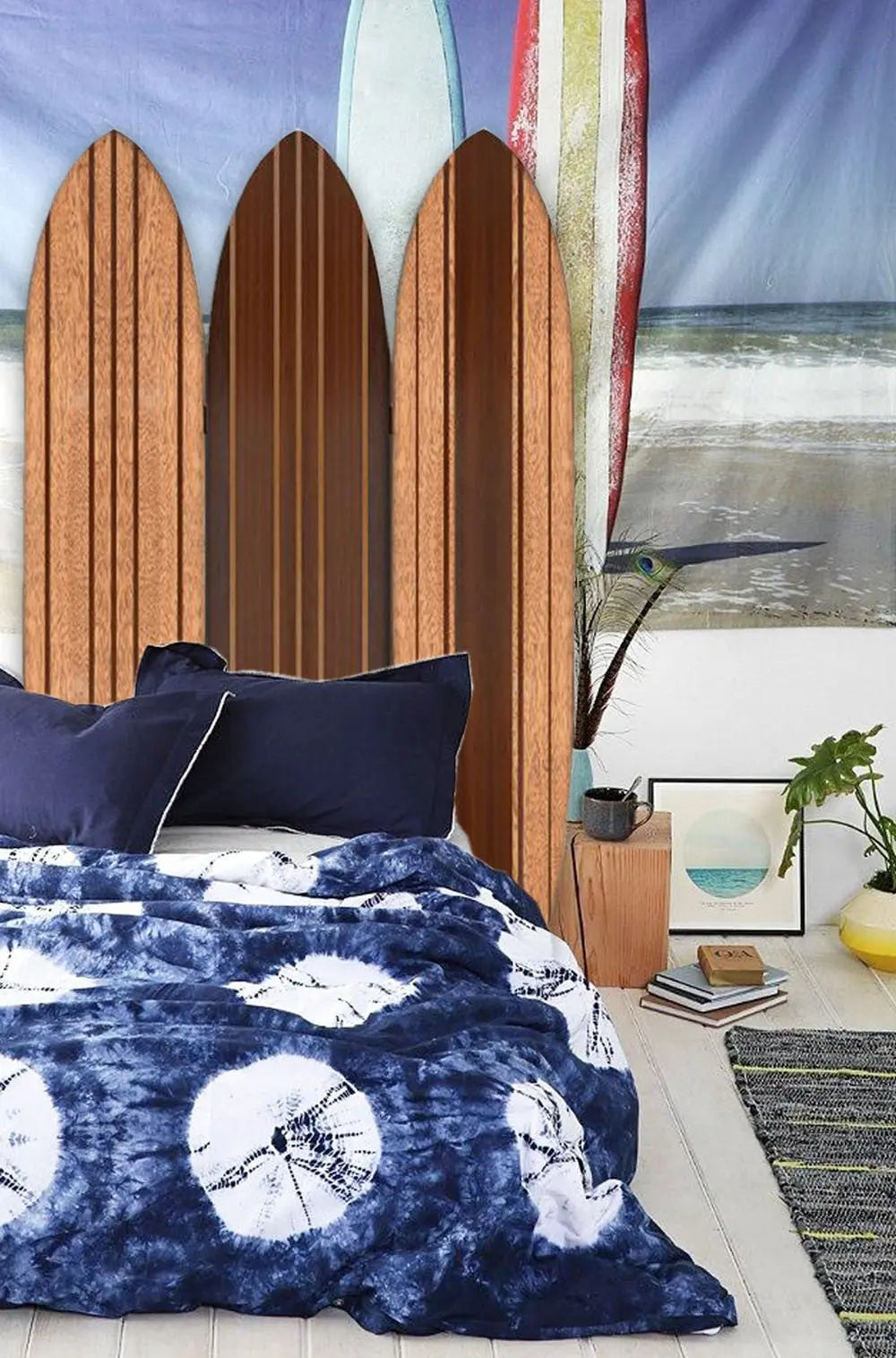 Warm Brown Long Board 3 Panel Room Divider Screen - NOBLE HOME INTERIORS