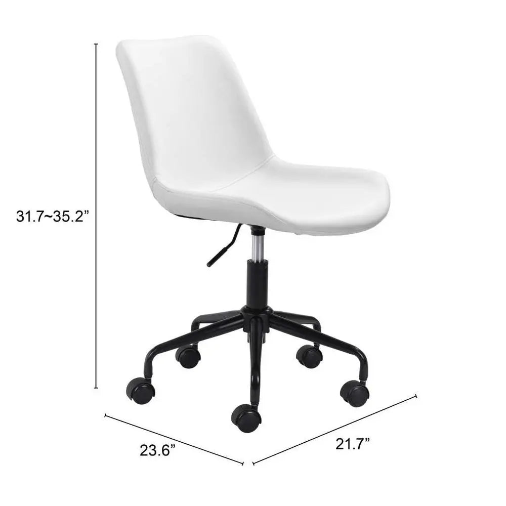 White and Black Adjustable Swivel Faux Leather Rolling Office Chair - NOBLE HOME INTERIORS