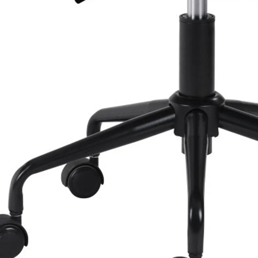 White and Black Adjustable Swivel Faux Leather Rolling Office Chair - NOBLE HOME INTERIORS