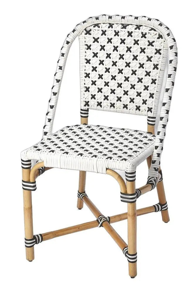 White And Brown Faux Rattan Dining Chair - NOBLE HOME INTERIORS