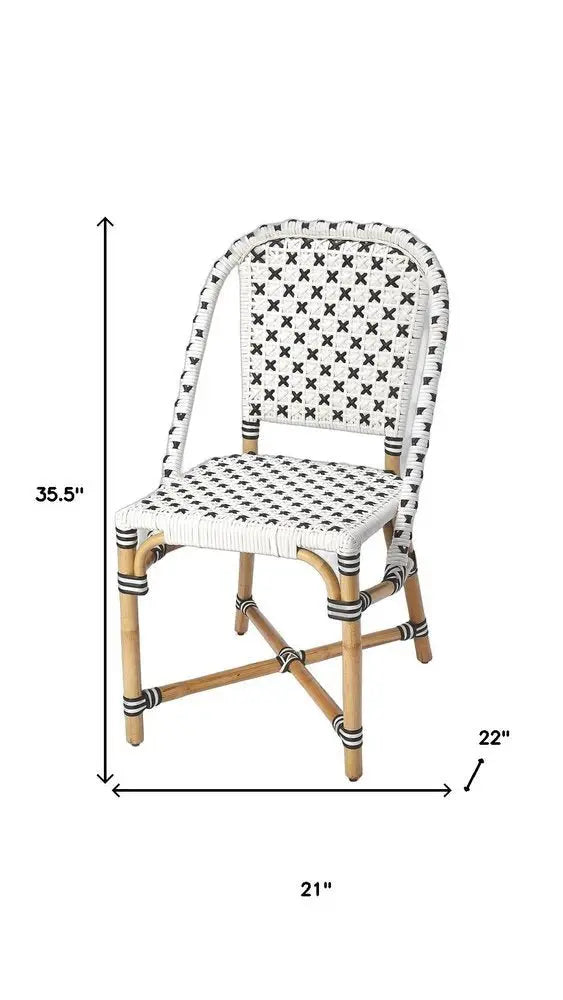 White And Brown Faux Rattan Dining Chair - NOBLE HOME INTERIORS