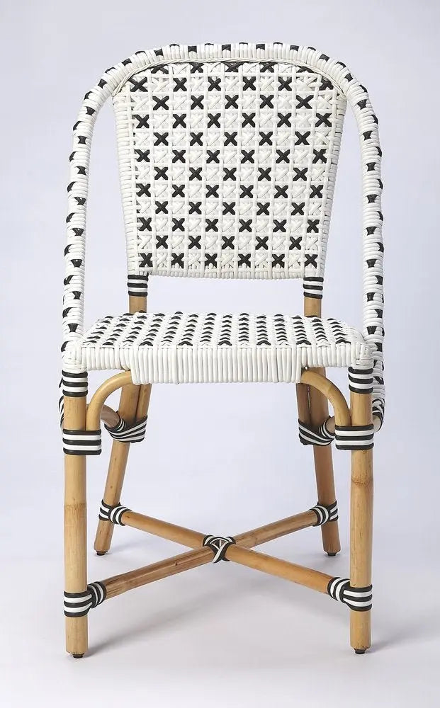 White And Brown Faux Rattan Dining Chair - NOBLE HOME INTERIORS