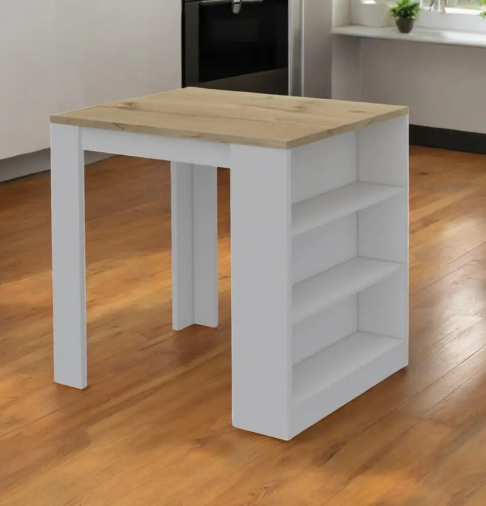 White and Natural 36" Kitchen Island With Storage - NOVA HOME FURNITURE