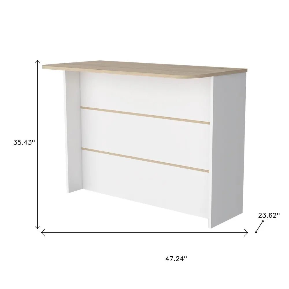 White and Natural 47" Kitchen Island With Storage HomeRoots