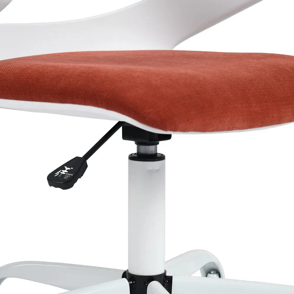 White and Red Adjustable Height Swivel Rolling Office Chair - NOBLE HOME INTERIORS
