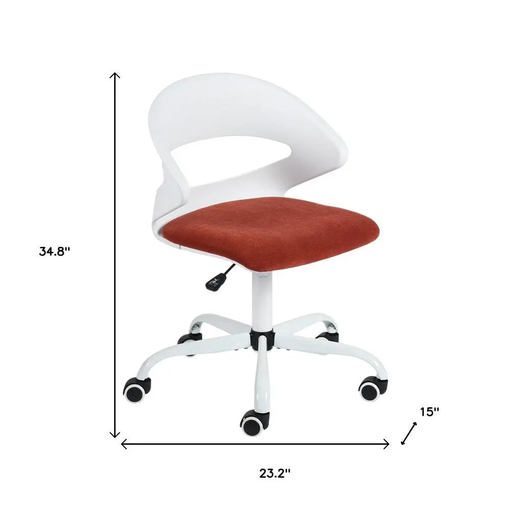 White and Red Adjustable Height Swivel Rolling Office Chair - NOBLE HOME INTERIORS