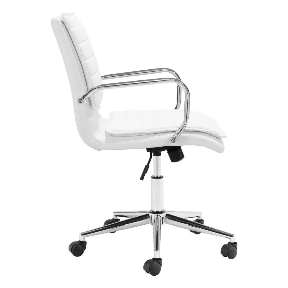 White and Silver Adjustable Height Swivel Rolling Conference Office Chair - NOBLE HOME INTERIORS