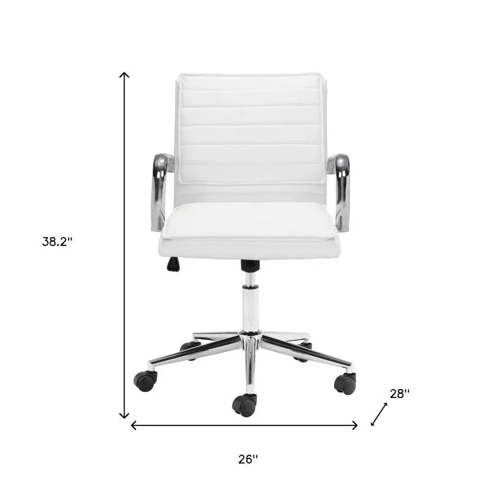 White and Silver Adjustable Height Swivel Rolling Conference Office Chair - NOBLE HOME INTERIORS
