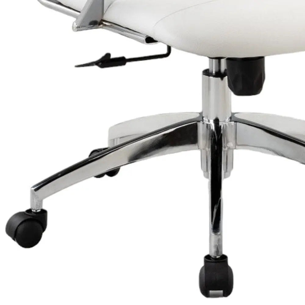 White and Silver Adjustable Height Swivel Rolling Office Chair - NOBLE HOME INTERIORS