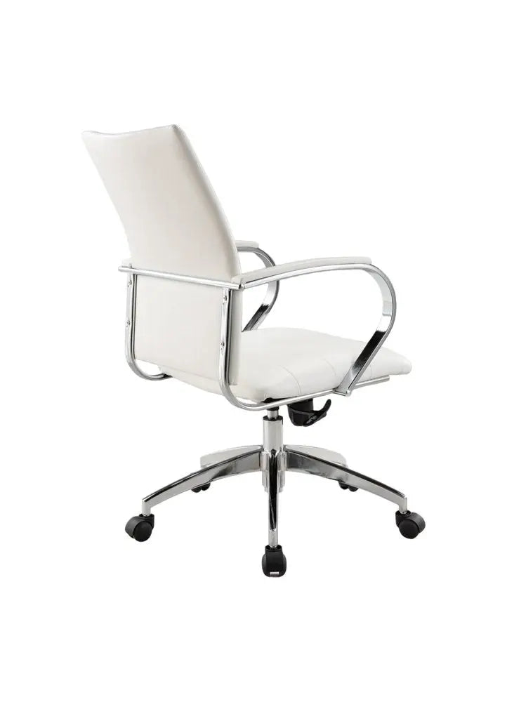 White and Silver Adjustable Height Swivel Rolling Office Chair - NOBLE HOME INTERIORS