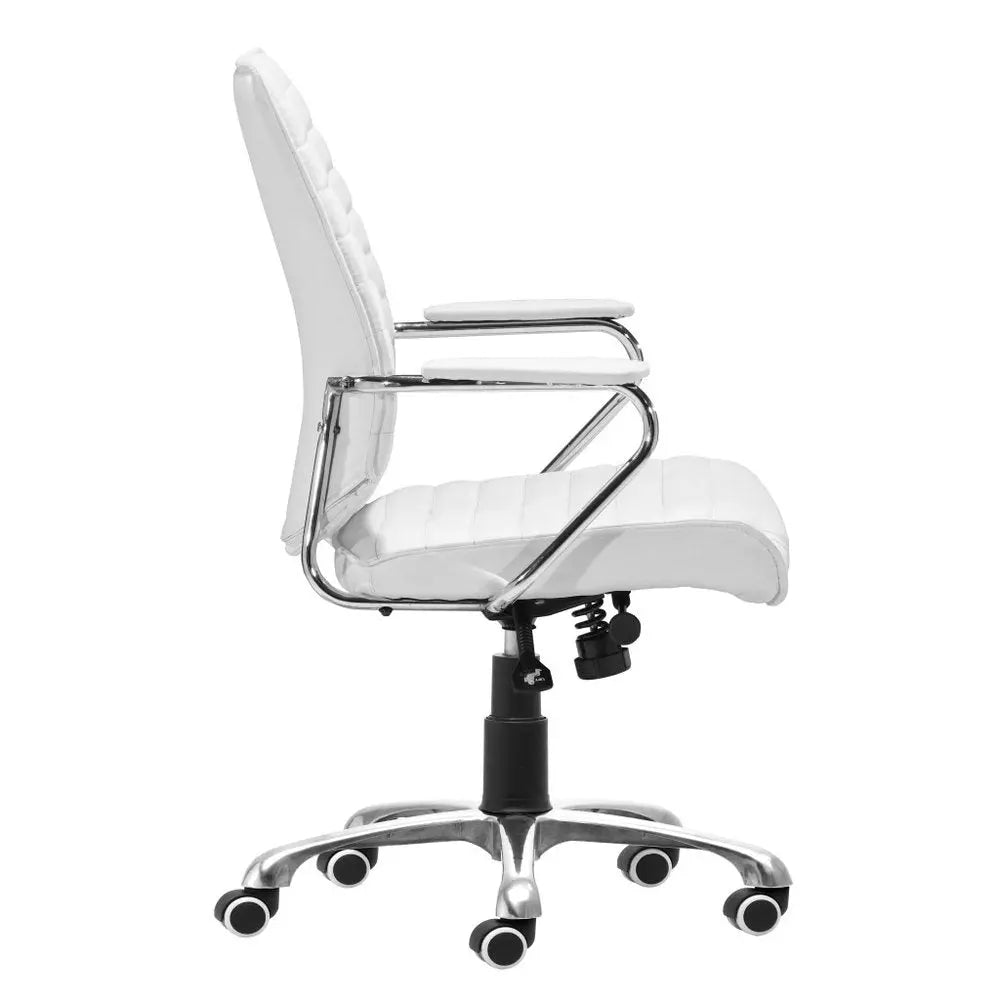White and Silver Adjustable Height Swivel Rolling Office Chair - NOBLE HOME INTERIORS